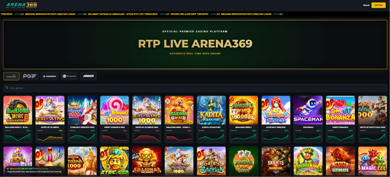 RTP Live — tampilan utama